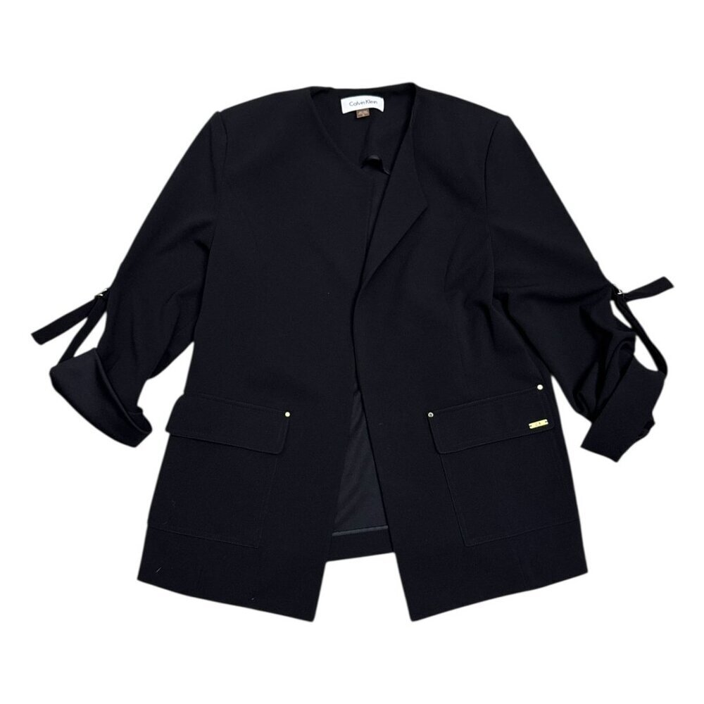 CALVIN KLEIN Open Front Business Casual Designer Blazer Jacket Womens Size 12
